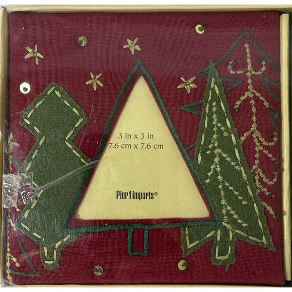 Pier 1 Imports Picture Frames Set 3 Cloth Beaded Holiday Homespun Christmas - Picture 2 of 7